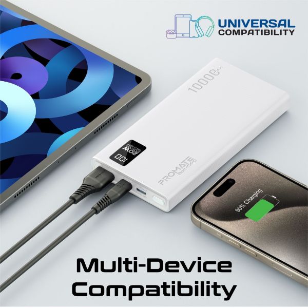 Picture of 10000mAh Super Slim Smart Charging Power Bank 20W Dual USB-C & 1x 22.5W USB-A QC 3.0