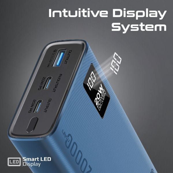 Picture of 20000mAh Super Slim Smart Charging Power Bank 20W Dual USB-C & 1x 22.5W USB-A QC 3.0