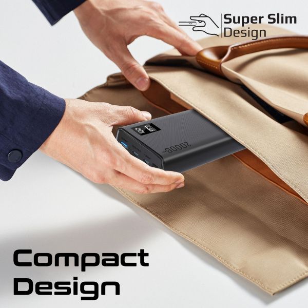 Picture of 20000mAh Super Slim Smart Charging Power Bank 20W Dual USB-C & 1x 22.5W USB-A QC 3.0