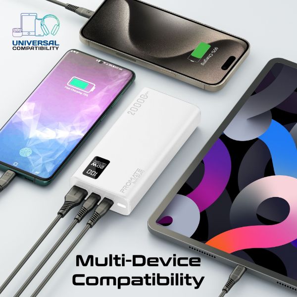 Picture of 20000mAh Super Slim Smart Charging Power Bank 20W Dual USB-C & 1x 22.5W USB-A QC 3.0