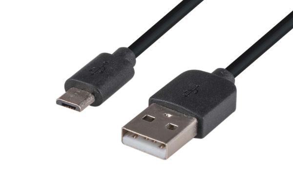 Picture of 1.2m USB 2.0 Micro-B Male to USB-A Male Connectors Colour Black