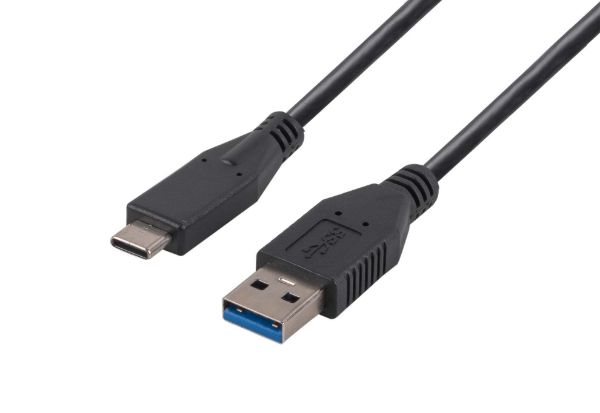 Picture of 0.2M USB 3.1 USB-C Male to USB-A Male Cable. Black Colour Up to 10G Data Transfer Speed