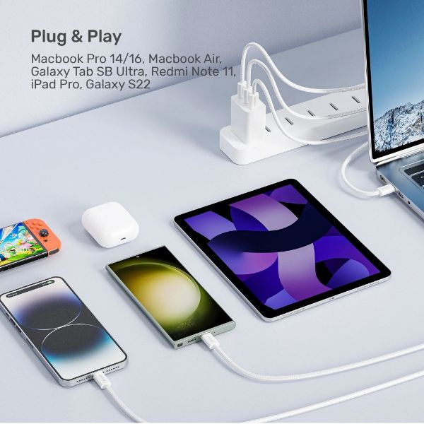 Picture of 1M USB-C to USB-C Magnetic Cable. Supports 100W PD Fast Charging. Tangle-free