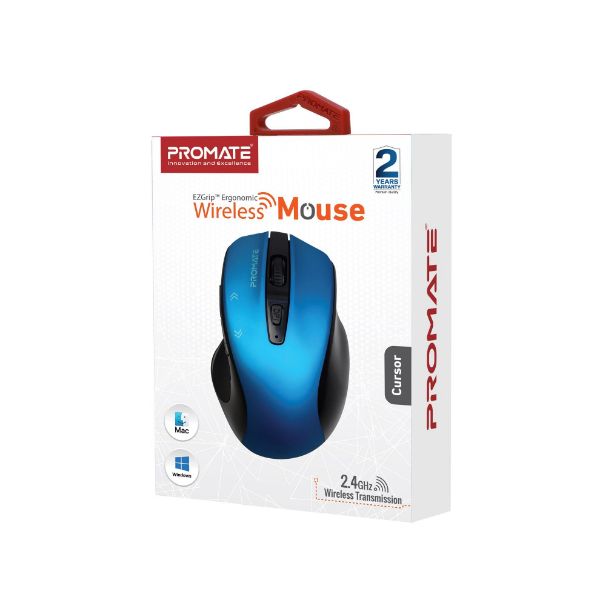 Picture of EZGrip Ergonomic Wireless Mouse w/ Quick Forward/Back Buttons Blue
