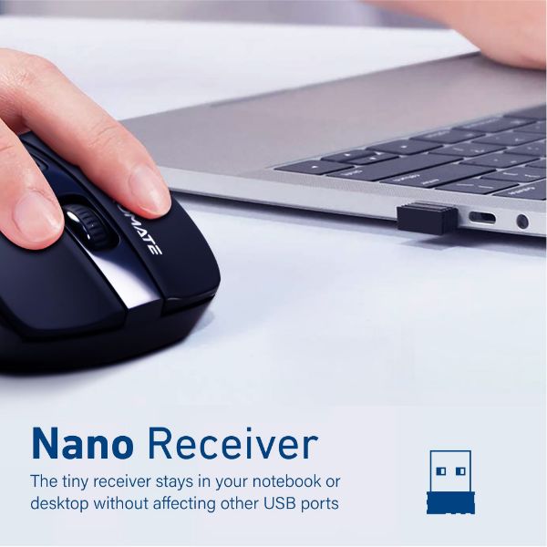 Picture of EZGrip Ergonomic Wireless Mouse w/ Quick Forward/Back Buttons. 800/1200/1600Dpi 10m