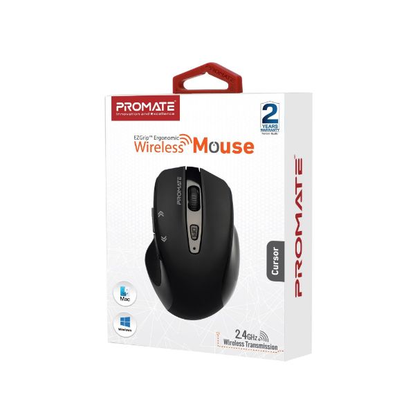 Picture of EZGrip Ergonomic Wireless Mouse w/ Quick Forward/Back Buttons. 800/1200/1600Dpi 10m