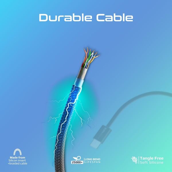 Picture of 1.2m USB-C to USB-C Cable w/ Fabric Braided Cable Supports 60W PD. Black