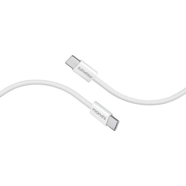 Picture of 1.2m USB-C to USB-C Cable w/ Fabric Braided Cable Supports 60W PD. White