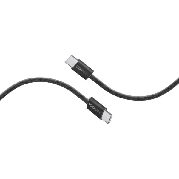 Picture of 2m USB-C to USB-C Cable w/ Fabric Braided Cable Supports 60W PD Black