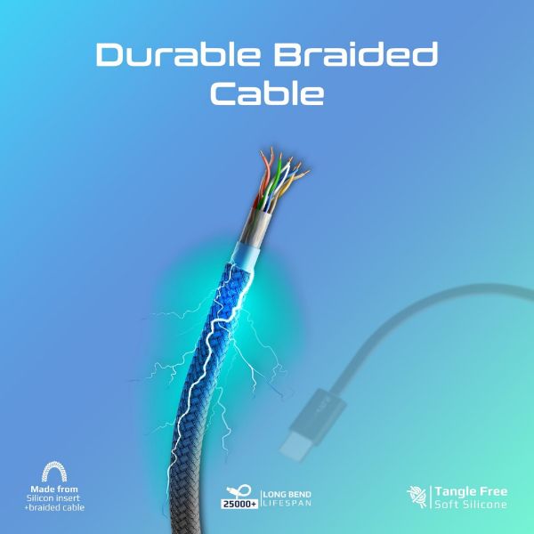 Picture of 1.2m 27W PD USB-C to Lightning Connector Cable. Fabric Braided Cable