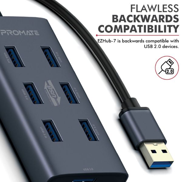 Picture of Powered USB Hub w/ 7x USB 3.0 Ports Plus Add USB-C Adaptor Aluminium Alloy