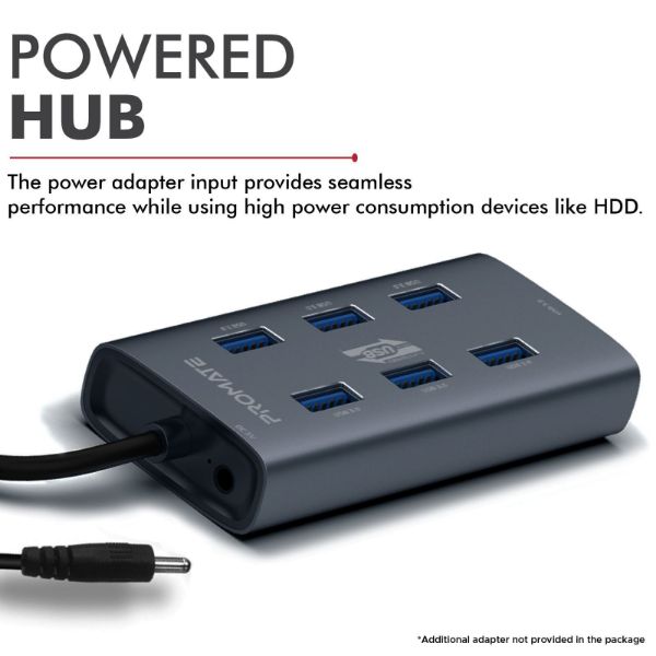 Picture of Powered USB Hub w/ 7x USB 3.0 Ports Plus Add USB-C Adaptor Aluminium Alloy