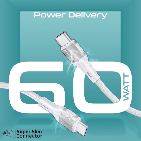 Picture of 1.2m 60W PD USB-C to USB-C Tough-Built Cable. Supports up to 480Mbps Slim