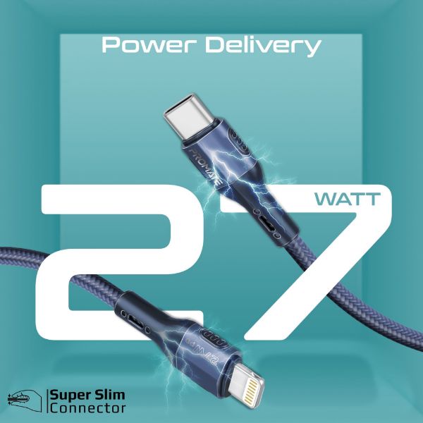 Picture of 1.2m 27W PD USB-C to Lightning Tough-Built Cable. Supports up to 480Mbps Slim