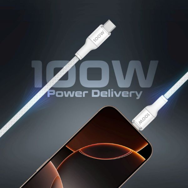 Picture of 1.4m 100W High-Speed Multi Device Charging Cable w/ Apple Watch Charger. 2x 100W PD USBC