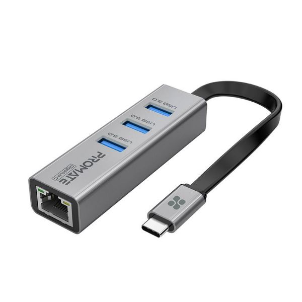 Picture of Multi-Port Hub w/ Ethernet Port & USB-C Connect 3x USB-A 3.0 Ports 1000Mbps