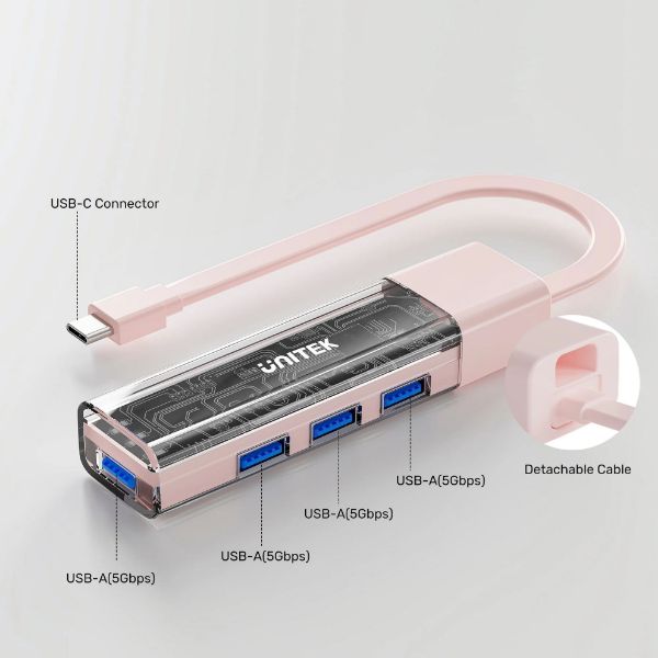 Picture of 4-in-1 USB 3.0 Multi-Port Hub w/ USB-C Connector. Includes 4x USB-A Ports
