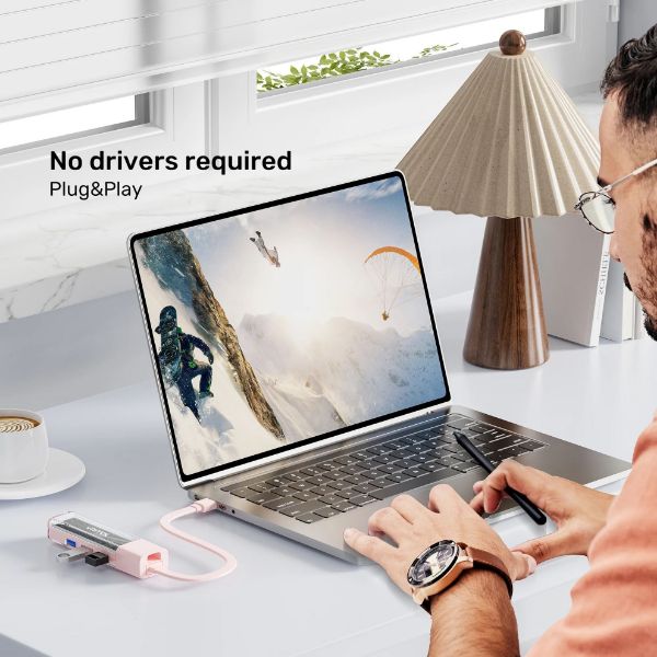 Picture of 4-in-1 USB 3.0 Multi-Port Hub w/ USB-C Connector. Includes 4x USB-A Ports