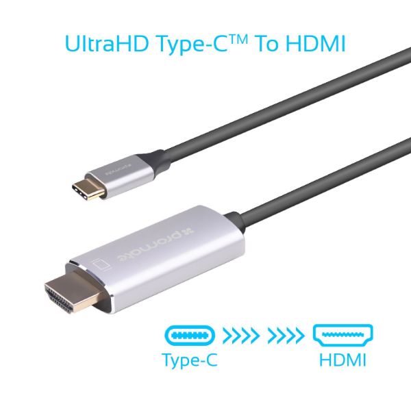 Picture of 1.8m 4K USB-C to HDMI Cable w/ Gold Plated Connectors. Supports Max Res up to 4K@60Hz