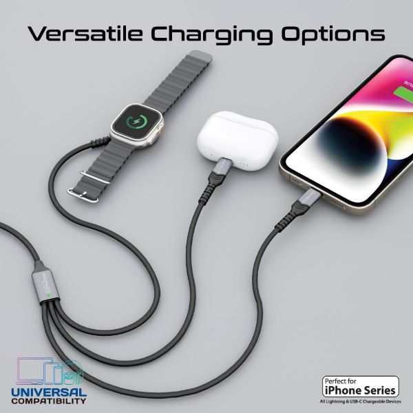 Picture of 1.5M 5in1 Multi-Connector Charging Cable w/ Both USB-C & Lightning Connectors
