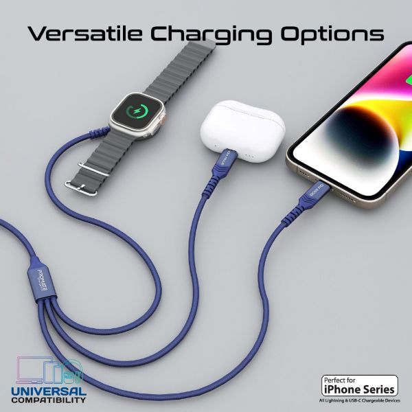 Picture of 1.5M 5in1 Multi-Connector Charging Cable w/ Both USB-C & Lightning Connectors