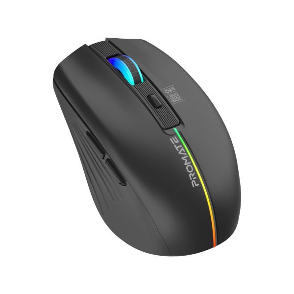 Picture of Ergonomic Wireless Optical Mouse w/ LED Rainbow Lights & 500mAh Rechargable Battery