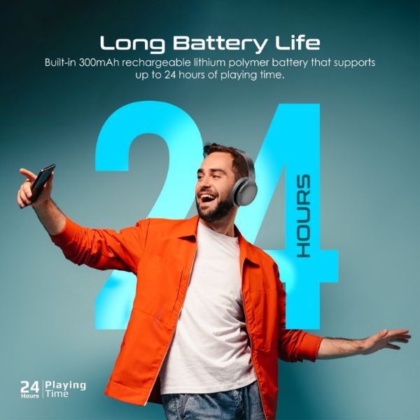 Picture of High-Fidelity Stereo Deep Base Bluetooth Headphones. Up to 24 Hours Playing Time