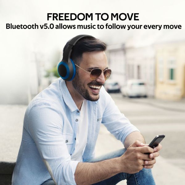 Picture of Deep Base Bluetooth V5.0 Wireless Over-ear Headphones. Up to 5 Hours Playback