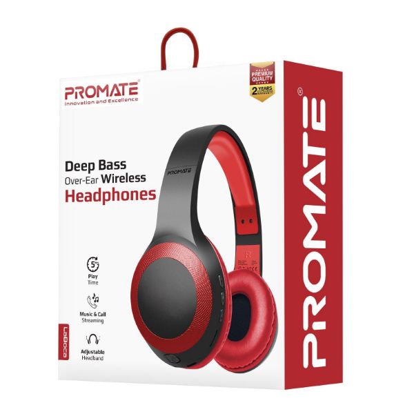 Picture of Deep Base Bluetooth V5.0 Wireless Over-ear Headphones. Up to 5 Hours Playback