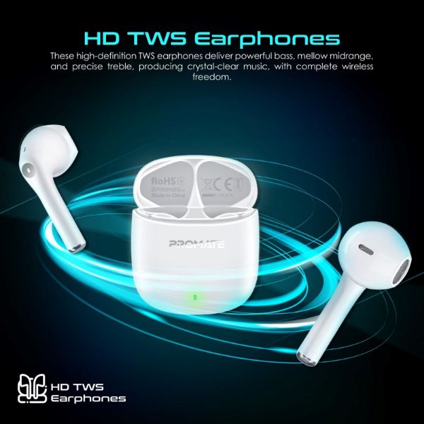 Picture of In-Ear HD Bluetooth Earbuds Intellitouch & 260mAh Charging Case. Ergonomic Fit