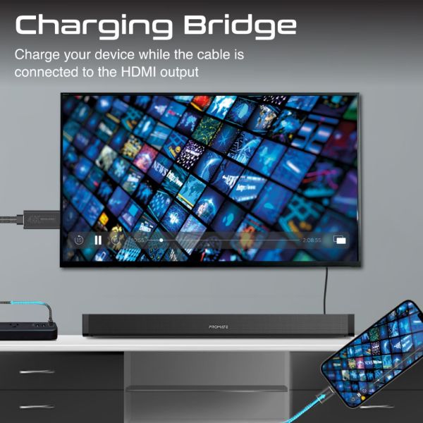 Picture of 1.8m 4K Lightning Connect to HDMI Cable. Includes USB-A Charging Bridge Cable/Connecto