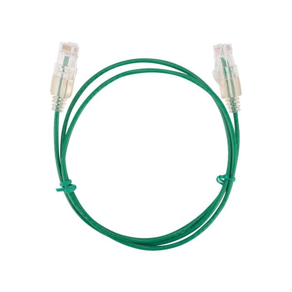 Picture of 1.25m Cat6A 10G Green UTP LSZH Patch Lead 30AWG 802.3af Unshielded Plug.