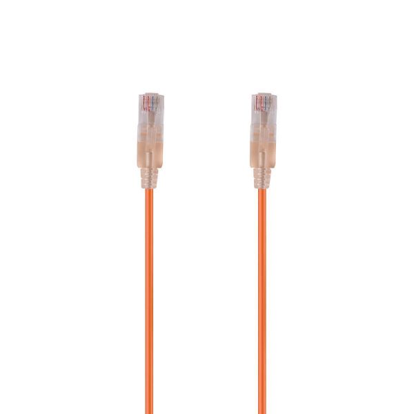 Picture of 0.25m Cat6A 10G Orange UTP LSZH Patch Lead 30AWG 802.3af Unshielded Plug.