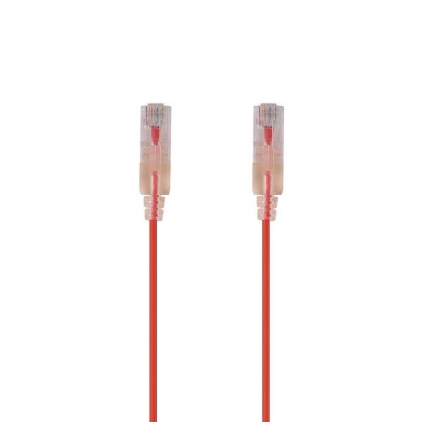 Picture of 0.75m Cat6A 10G Red UTP LSZH Patch Lead 30AWG 802.3af Unshielded Plug.