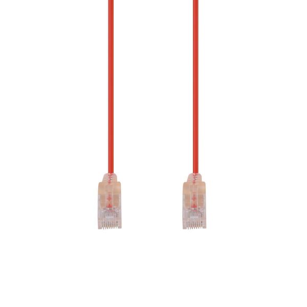 Picture of 1.25m Cat6A 10G Red UTP LSZH Patch Lead 30AWG 802.3af Unshielded Plug.