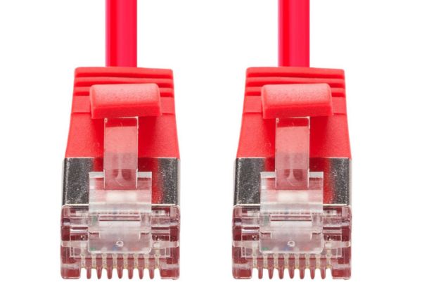 Picture of 0.75m Cat6A S/FTP Red 10G LSZH Patch Lead 34AWG 802.3af Shielded Plug.