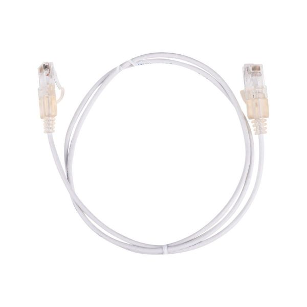 Picture of 0.75m Cat6A 10G White UTP LSZH Patch Lead 30AWG 802.3af Unshielded Plug.