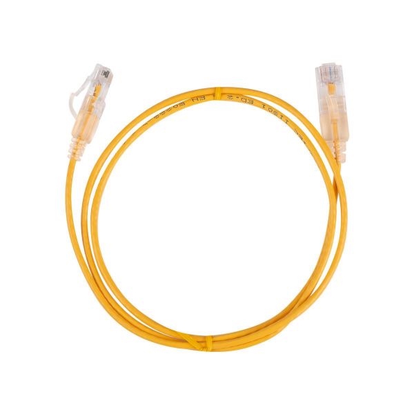 Picture of 2.5m Cat6A 10G Yellow UTP LSZH Patch Lead 30AWG 802.3af Unshielded Plug.