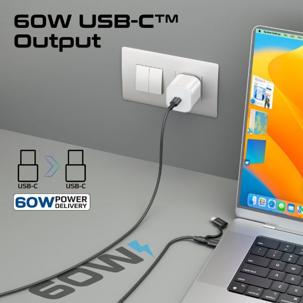 Picture of 1.2m 60w MFi Certified 2-in-1 USB-C Sync & Charge 1x USB-C & 1x Lightning