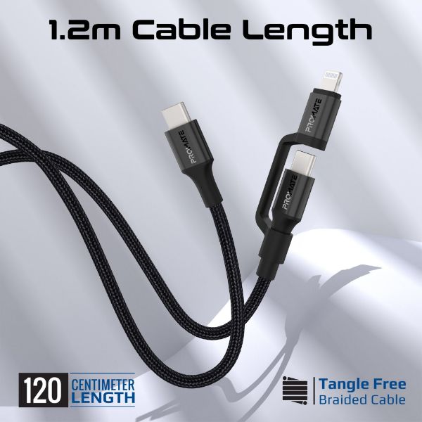 Picture of 1.2m 60w MFi Certified 2-in-1 USB-C Sync & Charge 1x USB-C & 1x Lightning