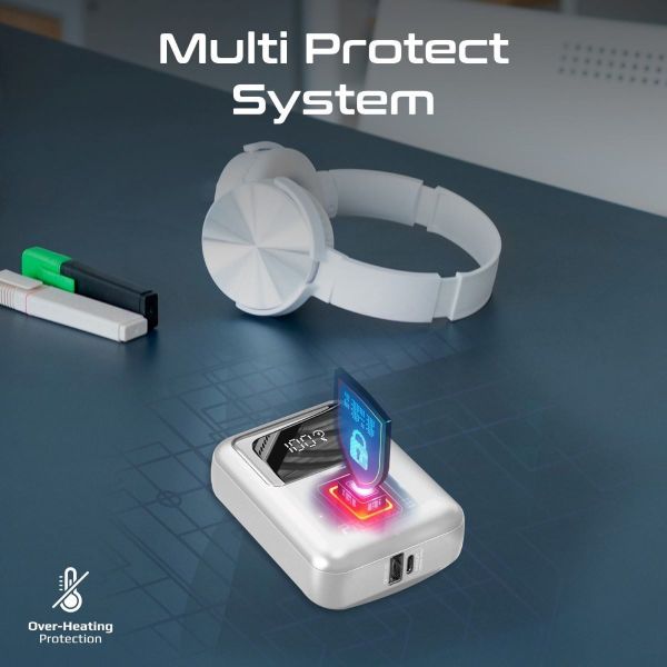 Picture of 10000mAh Ultra Compact 35W SuperSpeed Power Bank Built-in USB-C & Lightning Cables. 35W