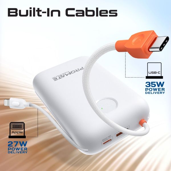 Picture of 30000mAh Ultra Compact 35W SuperSpeed Power Bank Built-in USB-C & Lightning Cables. 35W