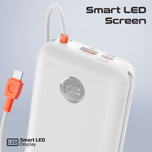 Picture of 30000mAh Ultra Compact 35W SuperSpeed Power Bank Built-in USB-C & Lightning Cables. 35W