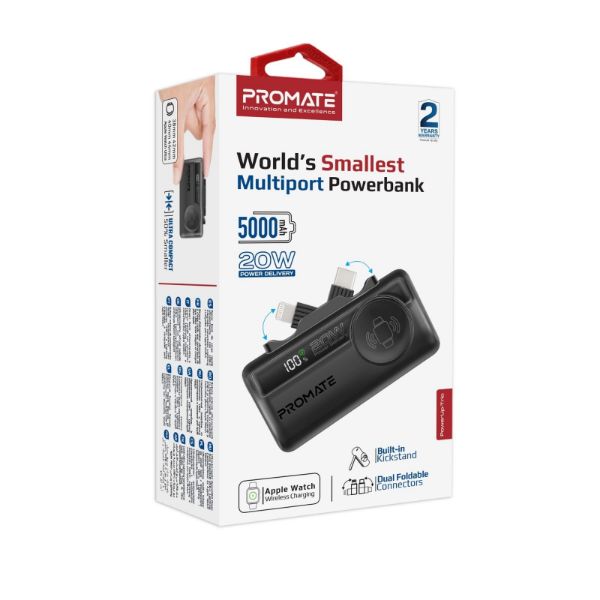 Picture of 5000mAh Ultra-Compact Fast Charging Power Bank In-Built Dual Folding USB-C & Lightning