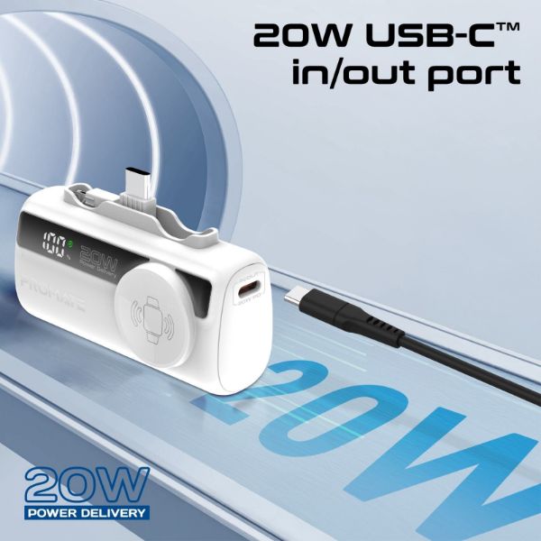 Picture of 5000mAh Ultra-Compact Fast Charging Power Bank In-Built Dual Folding USB-C & Lightning