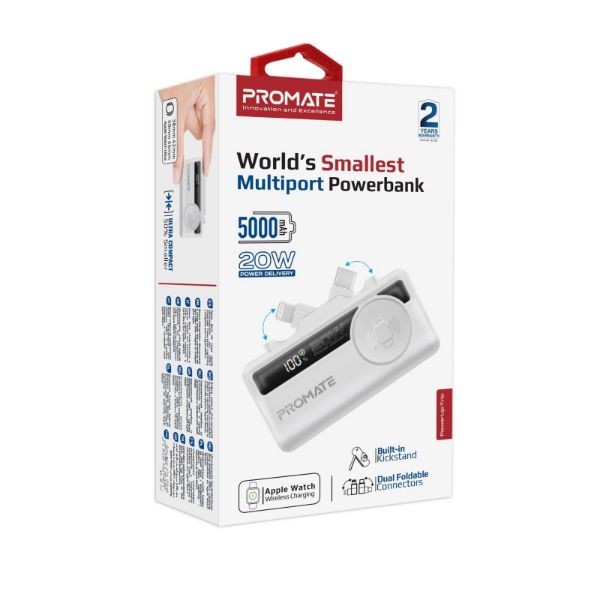 Picture of 5000mAh Ultra-Compact Fast Charging Power Bank In-Built Dual Folding USB-C & Lightning