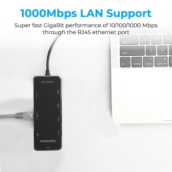 Picture of 9-in-1 USB Multi-Port Hub with USB-C Connector Incl 100W PD 4K HDMI Port RJ45 Port USB-A