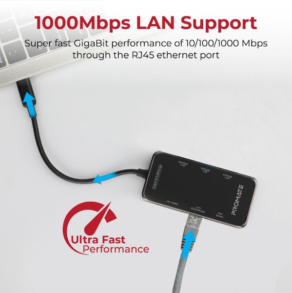 Picture of 8-in-1 USB Multi-Port Hub with USB-C Connector Incl 100W PD 4K HDMI Port RJ45 Port USB-A