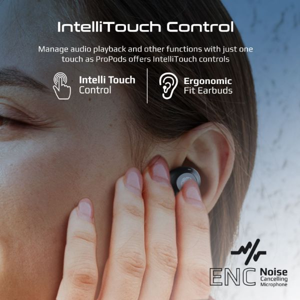Picture of In-Ear HD Bluetooth Earbuds with Intellitouch & 400mAh Charge Case Built-in Microphne