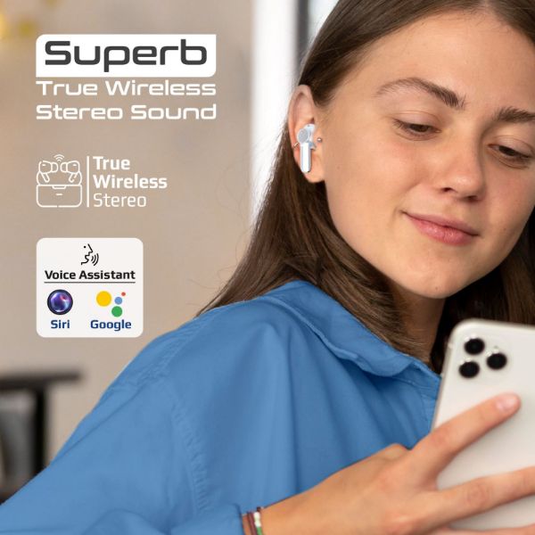 Picture of In-Ear HD Bluetooth Earbuds with Intellitouch & 400mAh Charge Case Built-in Microphne